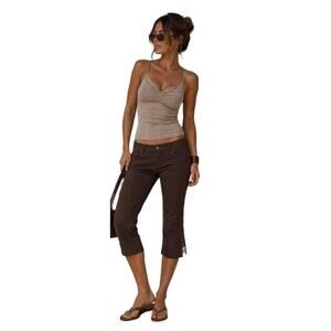 Brown Capri Pants + Leather Cuff Quiet Luxury Coastal Chic Office  S full outfit